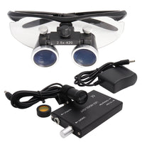 2.5X/3.5X420mm Dental Loupe Magnification Binocular Surgery Surgical Magnifier Dental Lab Medical Loupe 5W Headlight Head Lamp