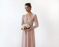 BLUSHFASHION - Original Pink Chiffon Crossover Maxi Dress   #1168