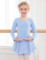 Arshiner Kids Girls Classic Long Sleeve Leotard Dance Ballet Dress Z_blue 4-5T