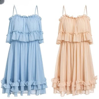 Chiffon Summer Ruffle Pleated Short Dress