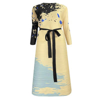 Abstract Splat Pleated Dress