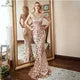 POEMSSONGS - Original Double V-Neck Evening Dress Vestido De Festa Formal Party Dress Luxury Gold Long Sequin Prom Gowns Reflect