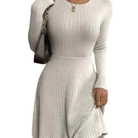 Stripe Long Sleeve Fleece Dress