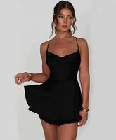 Slim Strap Satin Backless Dress