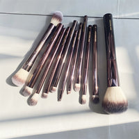 Hourglass Makeup Brushes Set - 10-pcs Powder Blush Eyeshadow Crease Concealer eyeLiner Smudger Metal Handle Brushes