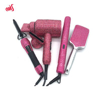 4 Piece Hair Tools Set Crystal Hair Pressing Hot Comb Hair Blow Dryer Set  Bling Hot Tools Set for Hair Stylist