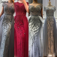 SERENE HILL - Original Dubai Crystal Short Sleeve Evening Dresses Design 2021 Luxury Mermaid Sexy Formal Dress Serene Hill LA60960