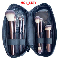 Hourglass Makeup Brushes Set - 10-pcs Powder Blush Eyeshadow Crease Concealer eyeLiner Smudger Metal Handle Brushes