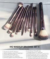 Hourglass Makeup Brushes Set - 10-pcs Powder Blush Eyeshadow Crease Concealer eyeLiner Smudger Metal Handle Brushes