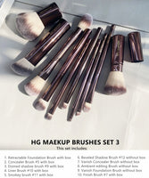 Hourglass Makeup Brushes Set - 10-pcs Powder Blush Eyeshadow Crease Concealer eyeLiner Smudger Metal Handle Brushes