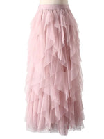 TIGENA - Original Tutu Tulle Long Maxi Skirt Women Fashion 2024 Korean Cute Pink High Waist Pleated Skirt Mesh Female Lady Aesthetic Faldas