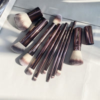 Hourglass Makeup Brushes Set - 10-pcs Powder Blush Eyeshadow Crease Concealer eyeLiner Smudger Metal Handle Brushes