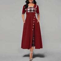 Plaid Print Maxi Dress