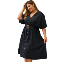 Plus Size Dress V-Neck Full Sleeve