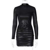 Be So Faux Real Faux Leather Ruched Mini Dress