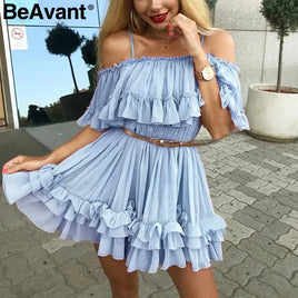 Ruffle Pleated Chiffon Summer Dress