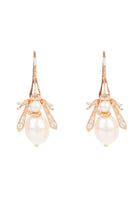 Pearl Honey Bee Earrings Rosegold