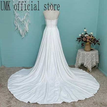 2025  Luxury Crepe Mermaid Wedding Dress Sexy off the Shoulder Detachable Train Side Plit Modern Bridal Gowns