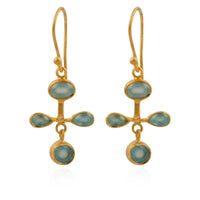 Aanya Cross Earrings in Aqua Chalcedony