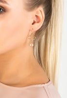 Open Clover Gemstone Drop Earrings Rosegold Rose Quartz