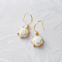 Mini Porcelain Camellia Flower Charm Earrings   Mini Porcelain Camellia Flower Charm Earrings   Mini Porcelain Camellia Flower