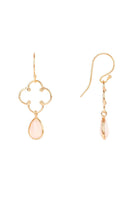 Open Clover Gemstone Drop Earrings Rosegold Rose Quartz