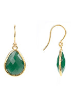 Petite Drop Earrings Green Onyx Gold