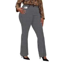 Wrinkle-Free Stretch Dress Pants Plus Size for Women Pull-on Pant Ease into Comfort Office Pant Regular XX-Large Houndstooth