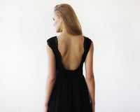 BLUSHFASHION - Original Black Tulle and Lace Sleeveless Maxi Gown #1145