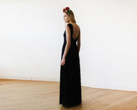 BLUSHFASHION - Original Black Lace Sleeveless Open Back Maxi Dress #1141