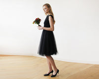 BLUSHFASHION - Original Lace and Tulle Black Sleeveless Midi Dress  #1159