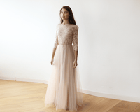 BLUSHFASHION -  Original Pink Tulle and Lace Maxi Gown #1122