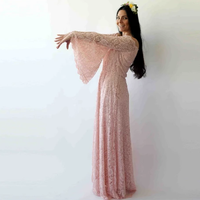 BLUSHFASHION - Original Curvy  Off-Shoulder  Long Bell Sleeve Lace Dress   #1201