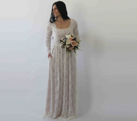 BLUSHFASHION - Original Bestseller Boho Ivory Bat Sleeves  Dress #1241