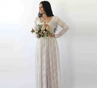 BLUSHFASHION - Original Bestseller Boho Ivory Bat Sleeves  Dress #1241