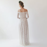 BLUSHFASHION - Original Ivory Nude Off Shoulder Wedding  Dress #1257