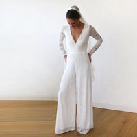 BLUSHFASHION - Original Ivory Wedding Lace Jumpsuit #1169