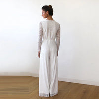 BLUSHFASHION - Original Ivory Wedding Lace Jumpsuit #1169