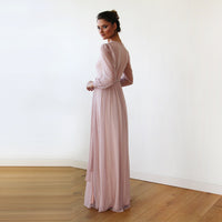 BLUSHFASHION - Original Pink Chiffon Crossover Maxi Dress   #1168