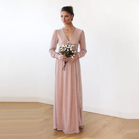 BLUSHFASHION - Original Pink Chiffon Crossover Maxi Dress   #1168