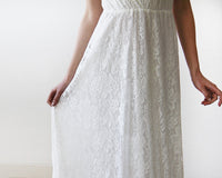 BLUSFASHION - Original Sleeveless Ivory Lace Wedding Gown #1150