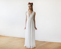 BLUSFASHION - Original Sleeveless Ivory Lace Wedding Gown #1150