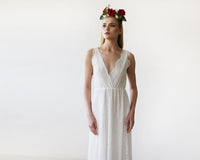 BLUSFASHION - Original Sleeveless Ivory Lace Wedding Gown #1150