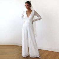 BLUSHFASHION - Original Ivory Wedding Lace Jumpsuit #1169