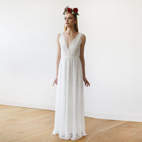 BLUSFASHION - Original Sleeveless Ivory Lace Wedding Gown #1150