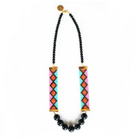 Miami Nights Woven Necklace - Pink and Turquoise