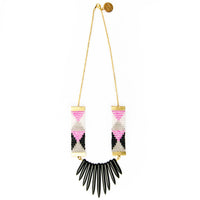 Adorn Spike Necklace - Pink, Black and White With Black Spikes