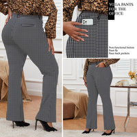 Wrinkle-Free Stretch Dress Pants Plus Size for Women Pull-on Pant Ease into Comfort Office Pant Regular XX-Large Houndstooth