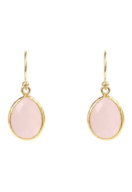 Petite Drop Earrings Rose Quartz Gold