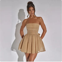 LuxeLace Back Bow Tube Dress